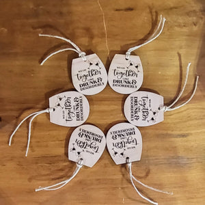 This Christmas, commemorate your friendship with this Funny Stemless wine glass Christmas ornament that says... "We go together like Drunk & Disorderly"  Just like you and your BFF, this ornament is perfectly imperfect. Made of wood, it features a custom hand-made design that is unique onlly for you!! Whether you're hanging it on your own tree or giving it as a gift, this ornament is sure to make ya laff every time you & your BFF sees it! 