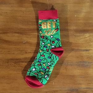 FUNNY  Christmas "Get Lit" women Socks Stocking Stuffer