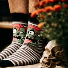 Load image into Gallery viewer, Who doesn&#39;t need spooky scary socks for HALLOWEEN??  Add some fun to your outfit with our spooky socks.  These fun &amp; funny socks will put the spring back in your step &amp; a smile on your face when you put them on. Whether you like no show, ankle, knee-highs or crew, we definitely know you&#39;ll love these!!  With or without a costume, everyone needs spooky socks!!!I mean, who doesn&#39;t LOVE socks??  And really, if they don&#39;t, are they really our people?? LOL 