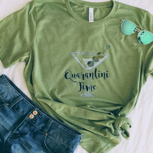 Who said staying in wasn't fun? Get those mixers out and go to martini town!! This funny tee will lighten the mood for anybody stuck at home.  Details: Bella Canvas Unisex Olive
