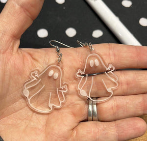 Ghost 'giving you the finger' Halloween earrings